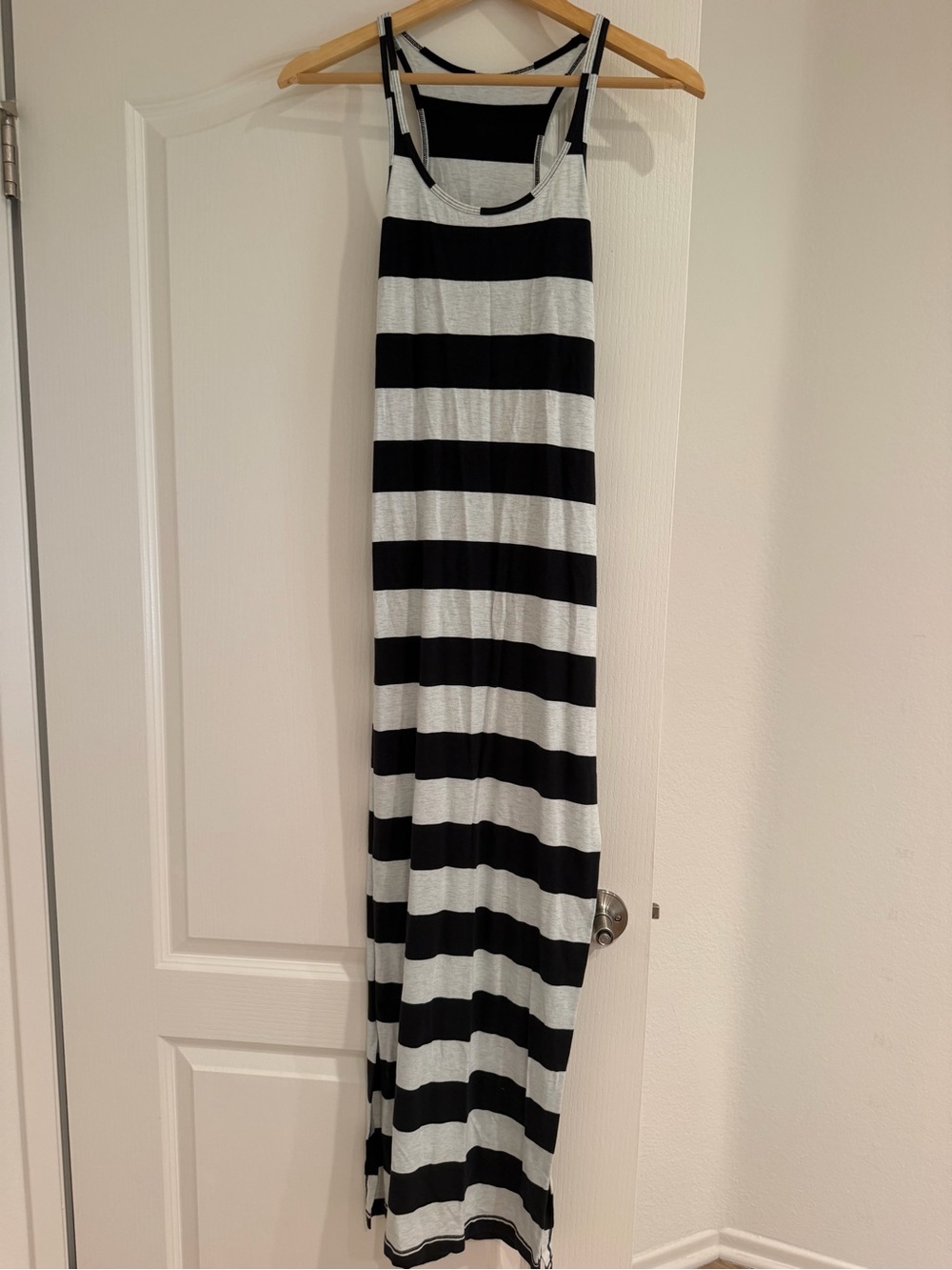 Lululemon Women’s Black and White Striped Maxi Dress